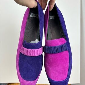 Camper Two-Tone Purple and Magenta Suede Loafers